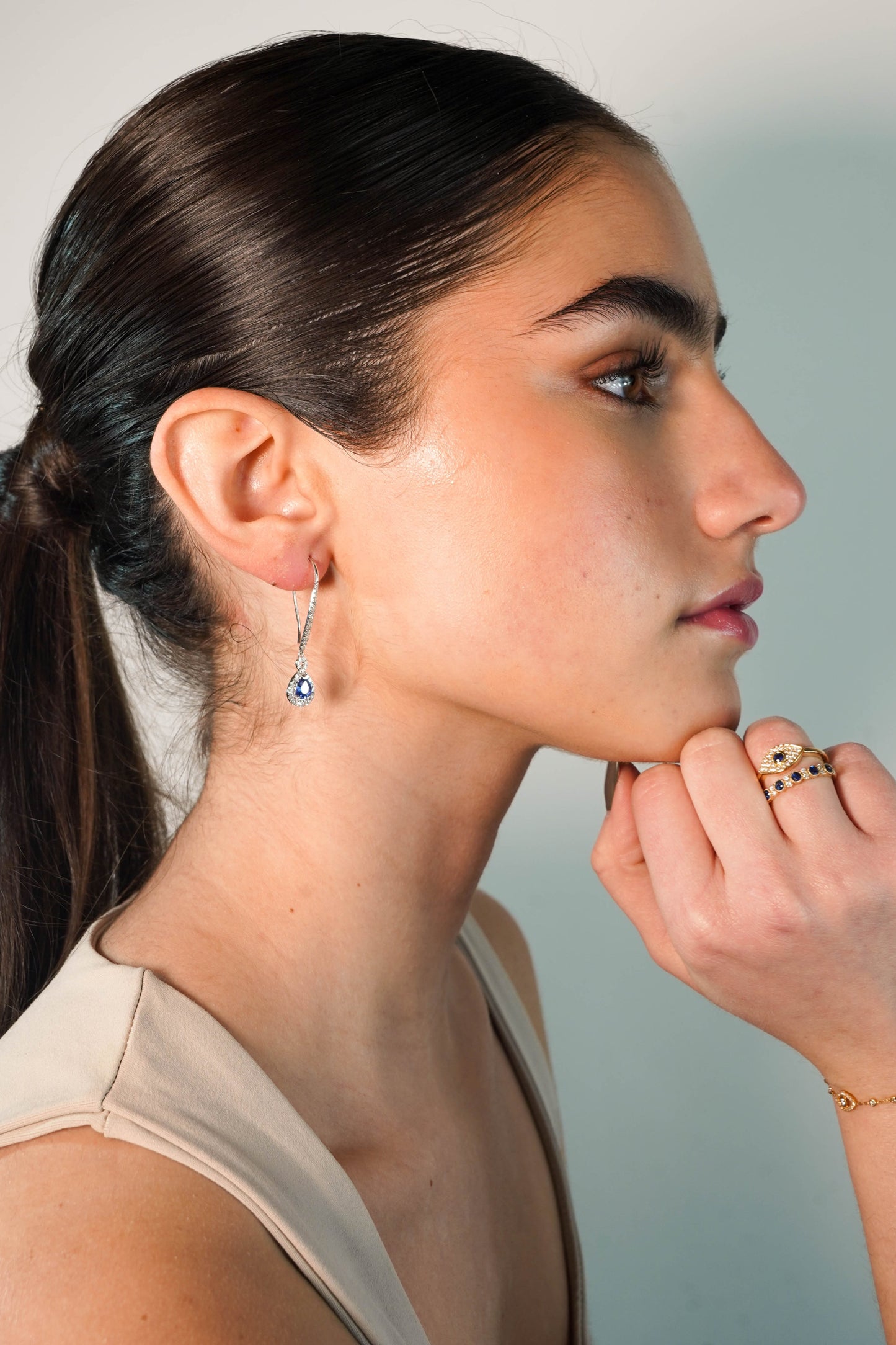 Pear shape Sapphire Dangle Earring