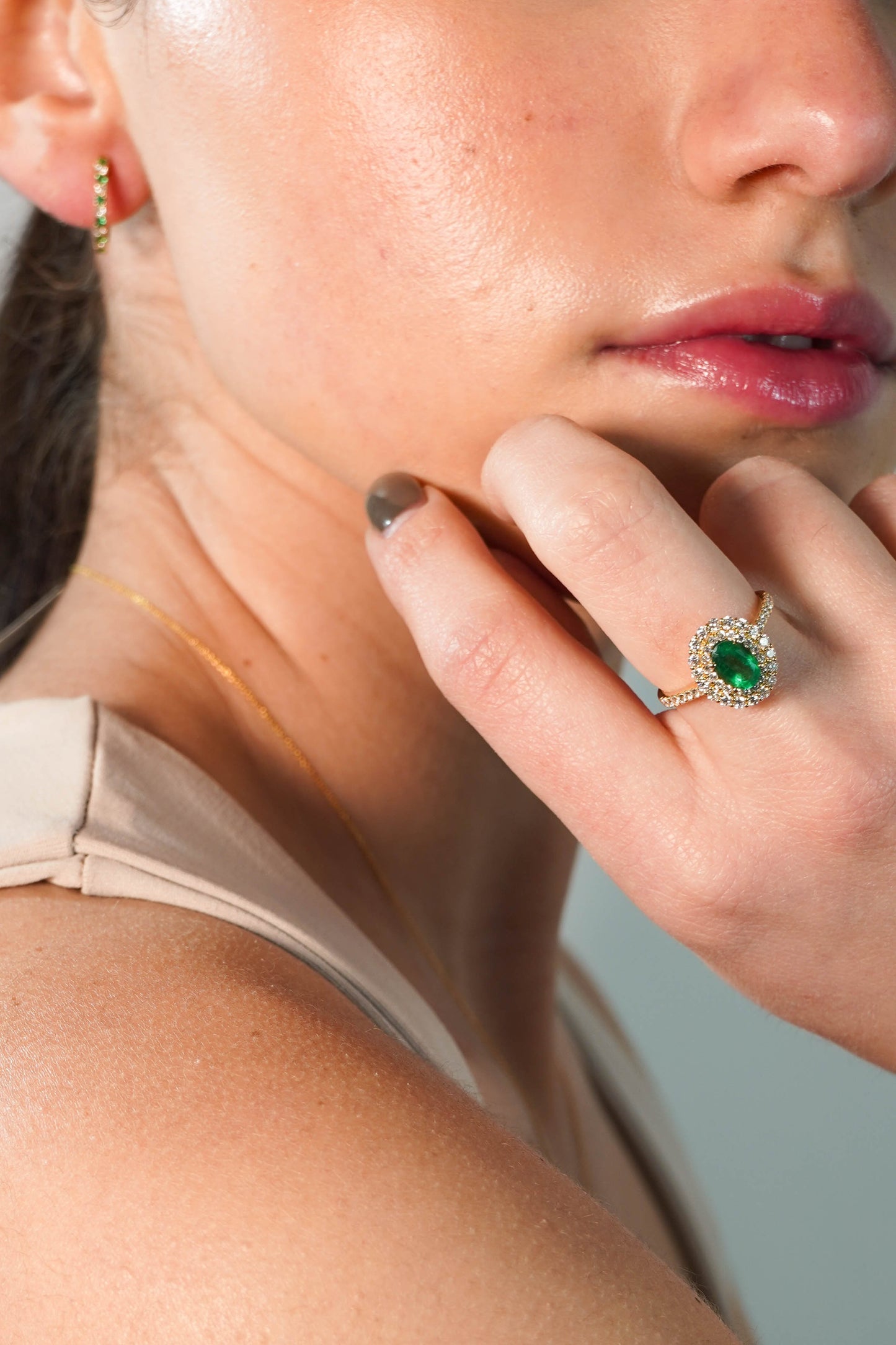 Emerald Hoop Earring