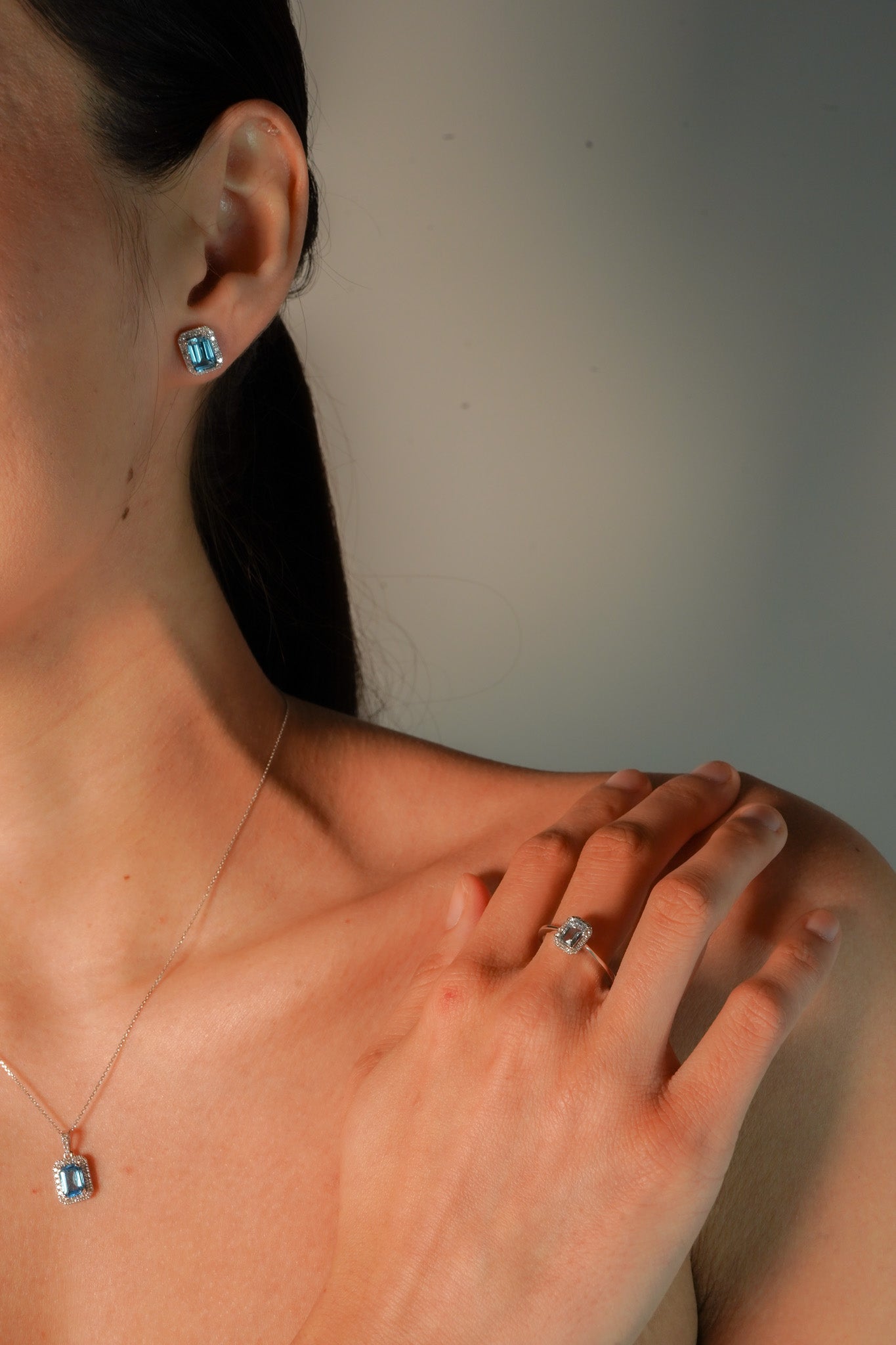 Emerlad Cut Aquamarine Ring