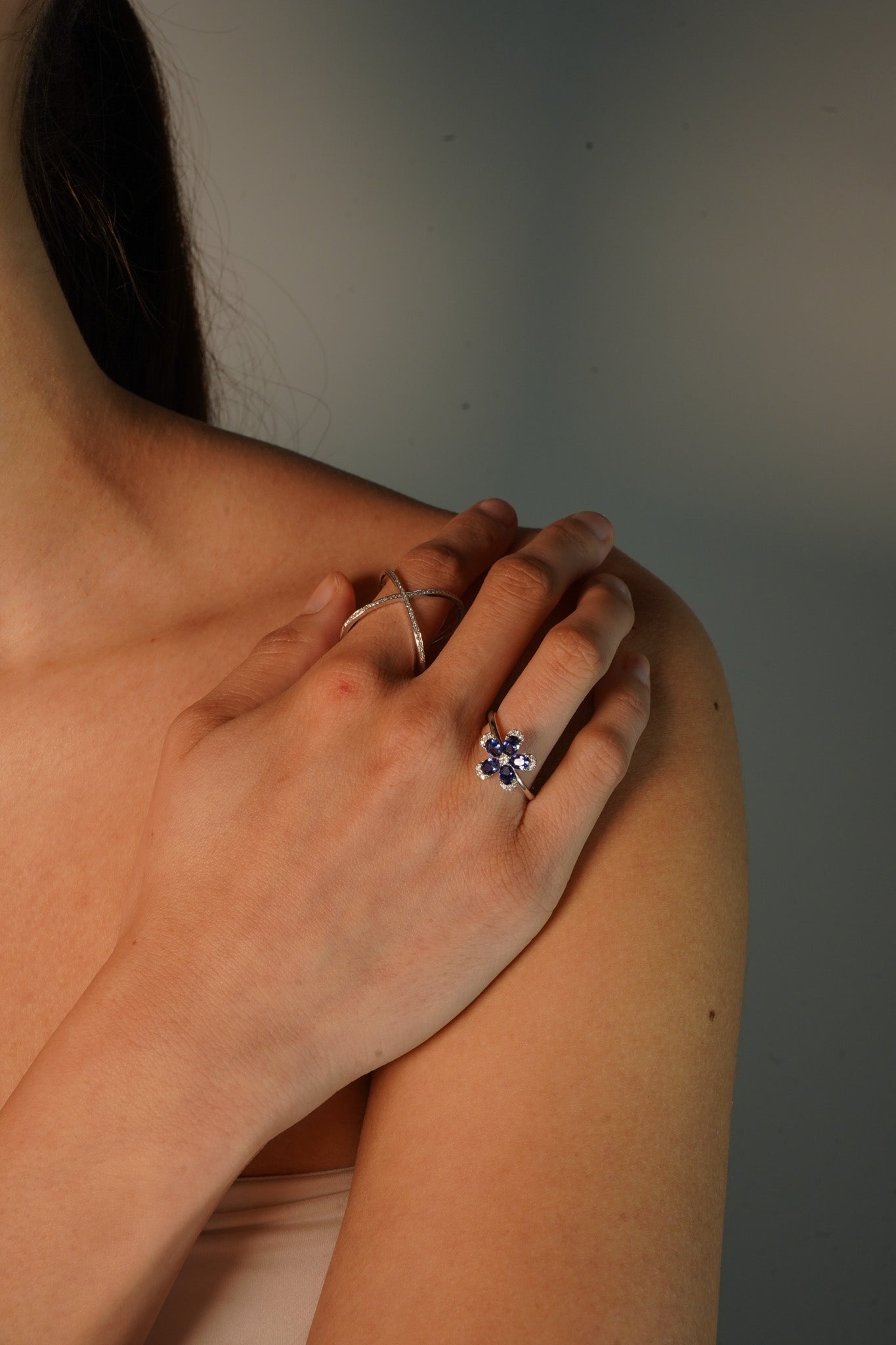 Blue Sapphire Flower Ring