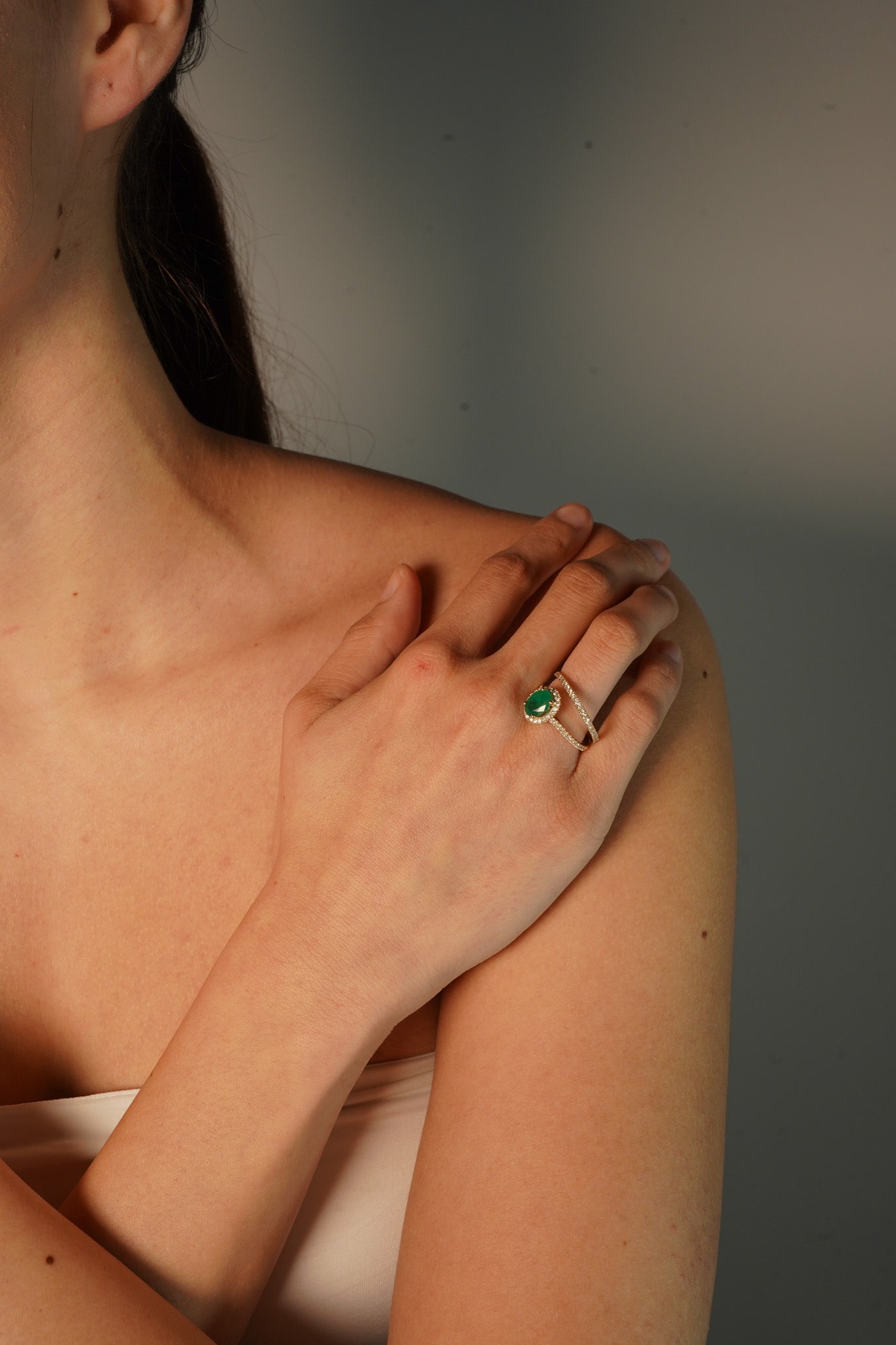 Emerald Bridal Set Ring