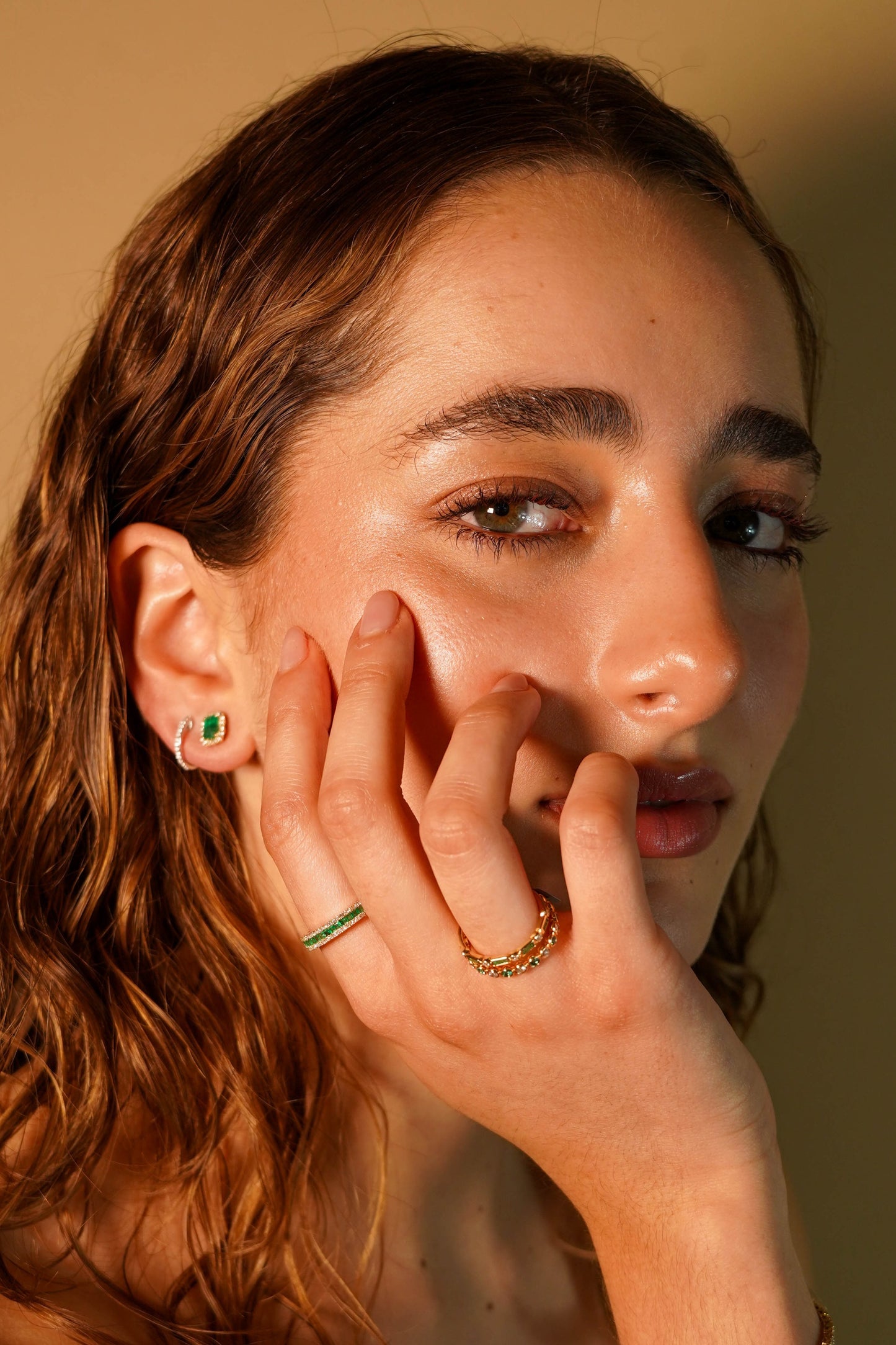 Single Emerald Row Ring