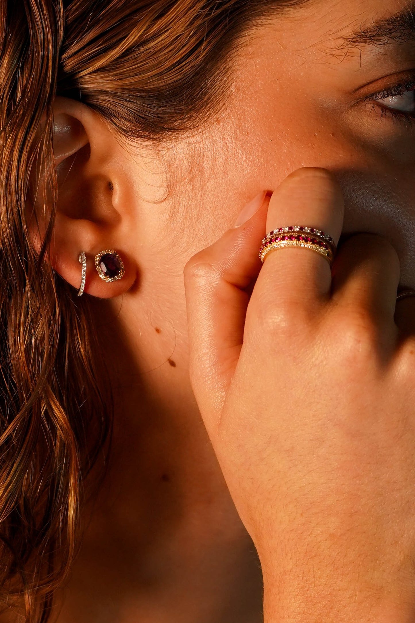 Emerald Cut Amethys Stud Earring