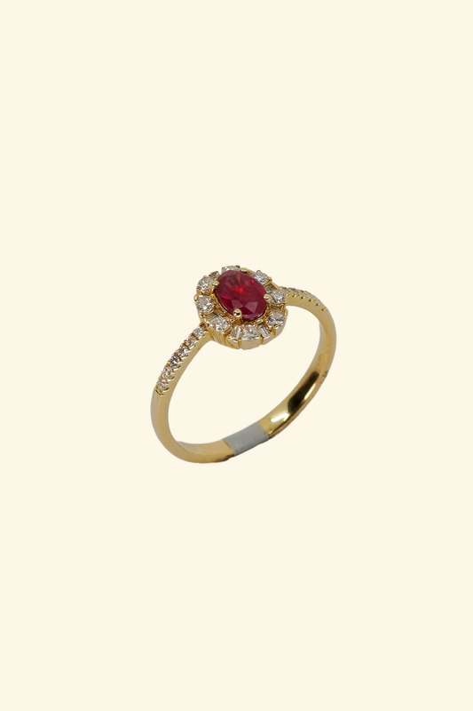 Diamonds & Oval Cut Ruby Ring