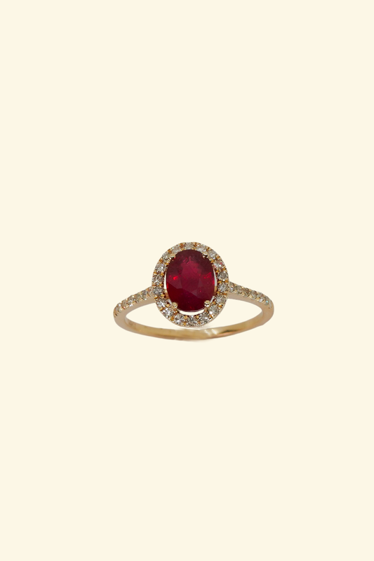 Single Oval Cut Ruby Ring
