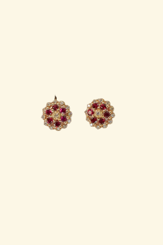 Ruby Flower Earring