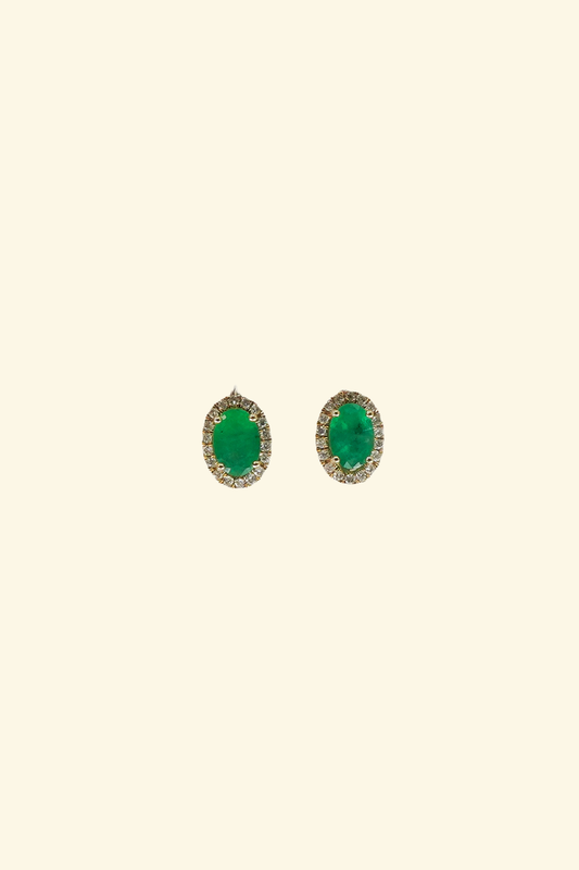 Oval Emerlad Studs