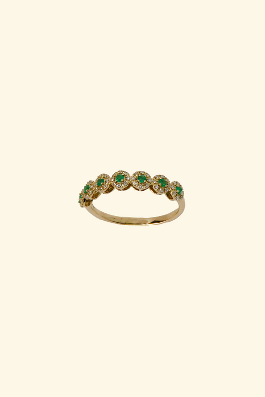 Emerald Over Diamonds Ring