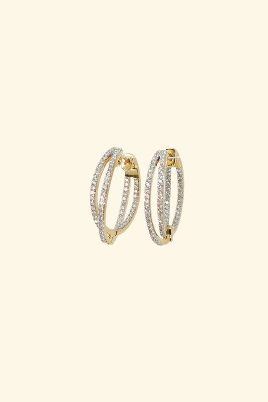 Double Diamond Hoop Earring