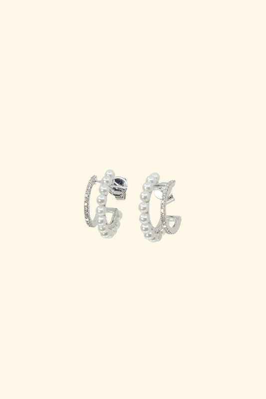 Pearl & Diamond Row Earring