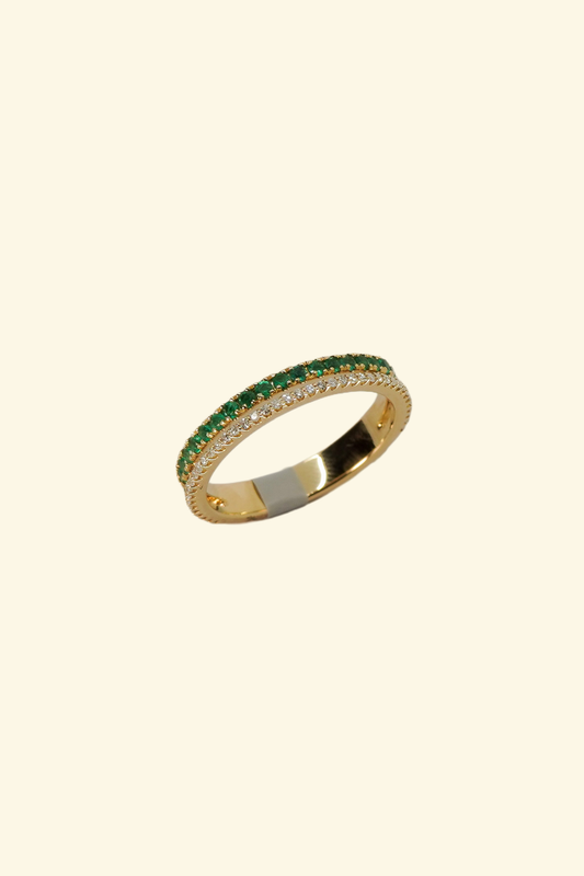 Diamond & Emerald Row Ring