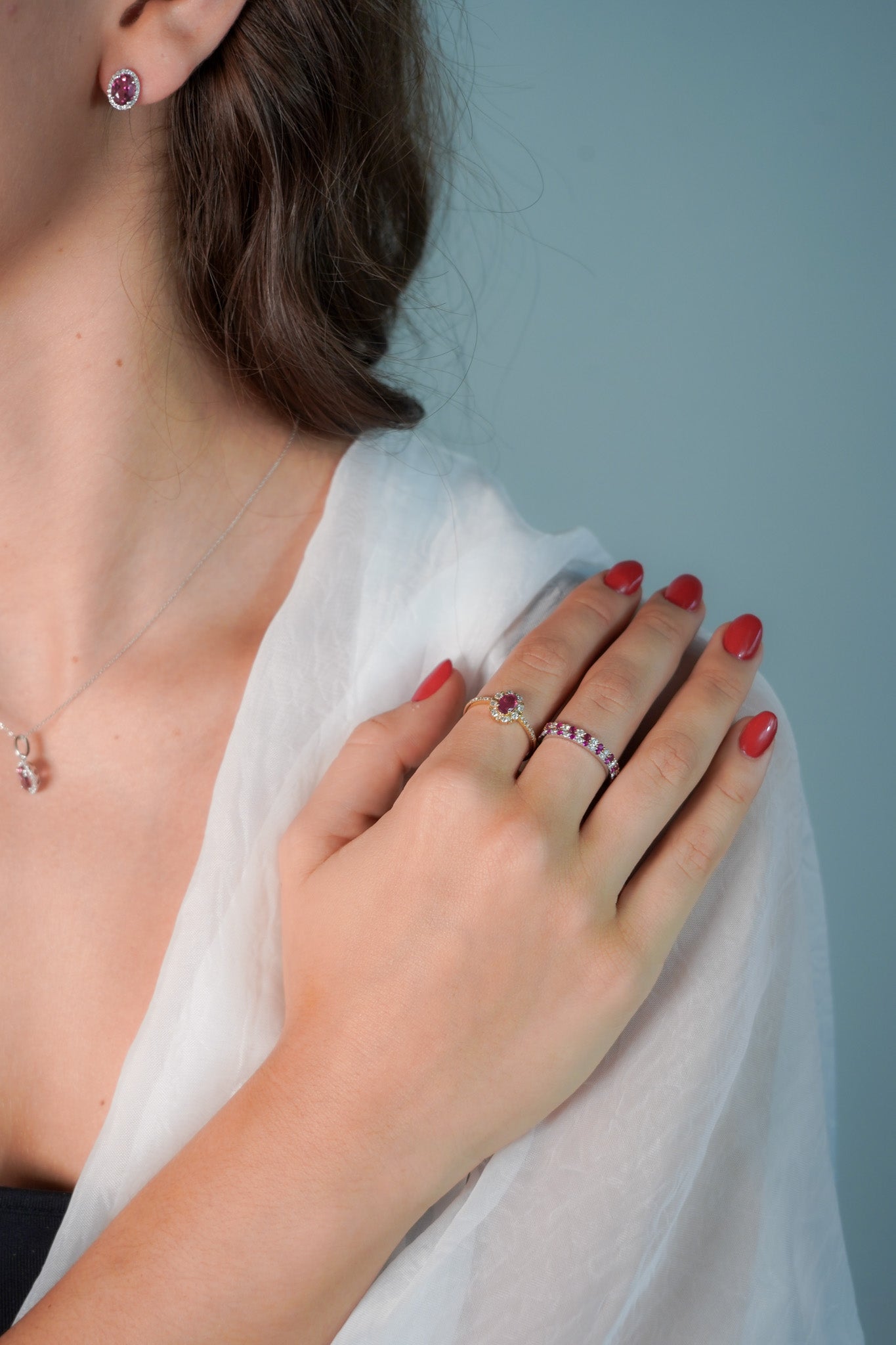 Diamonds & Oval Cut Ruby Ring