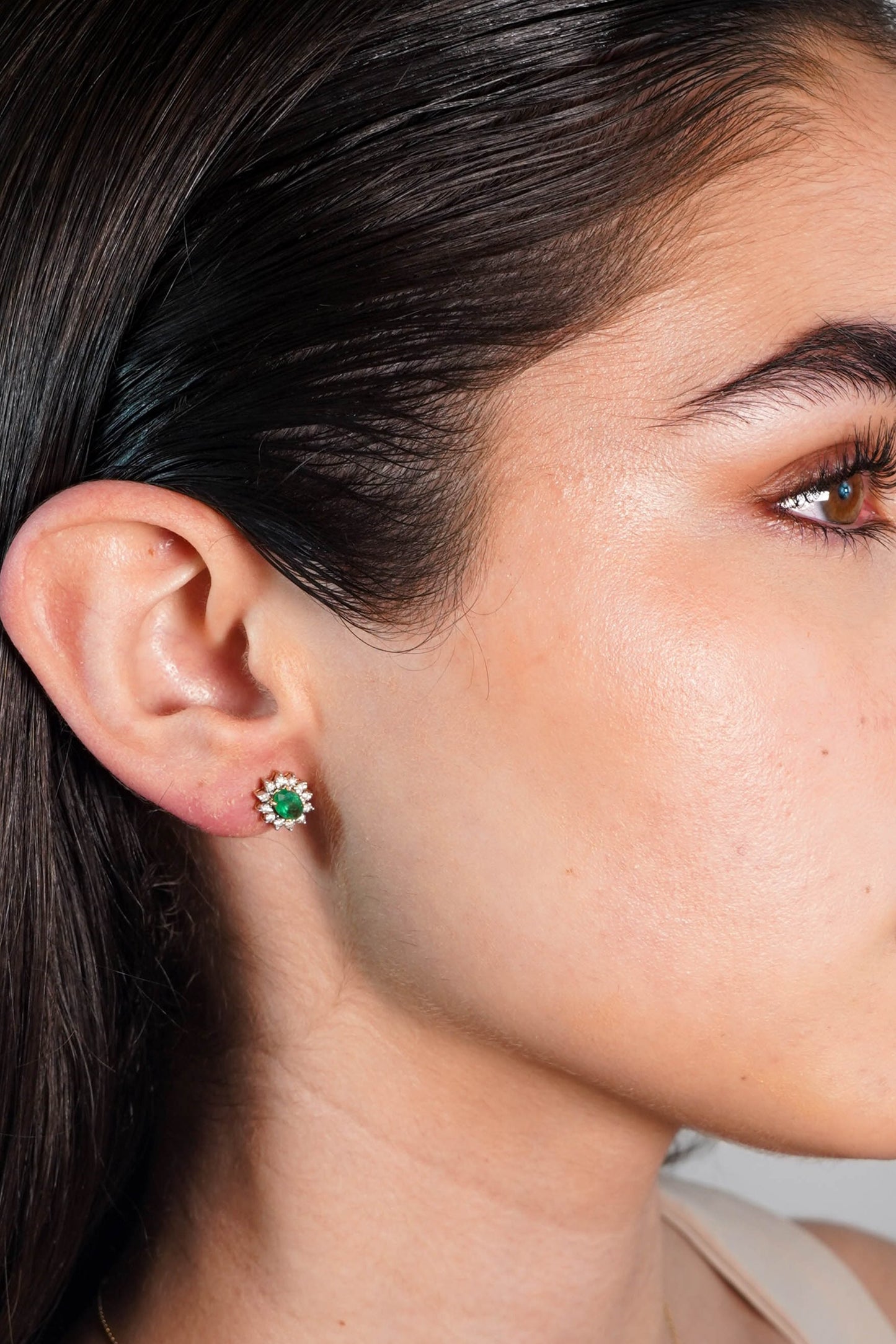 Oval Cut Emerald Stud Earrings