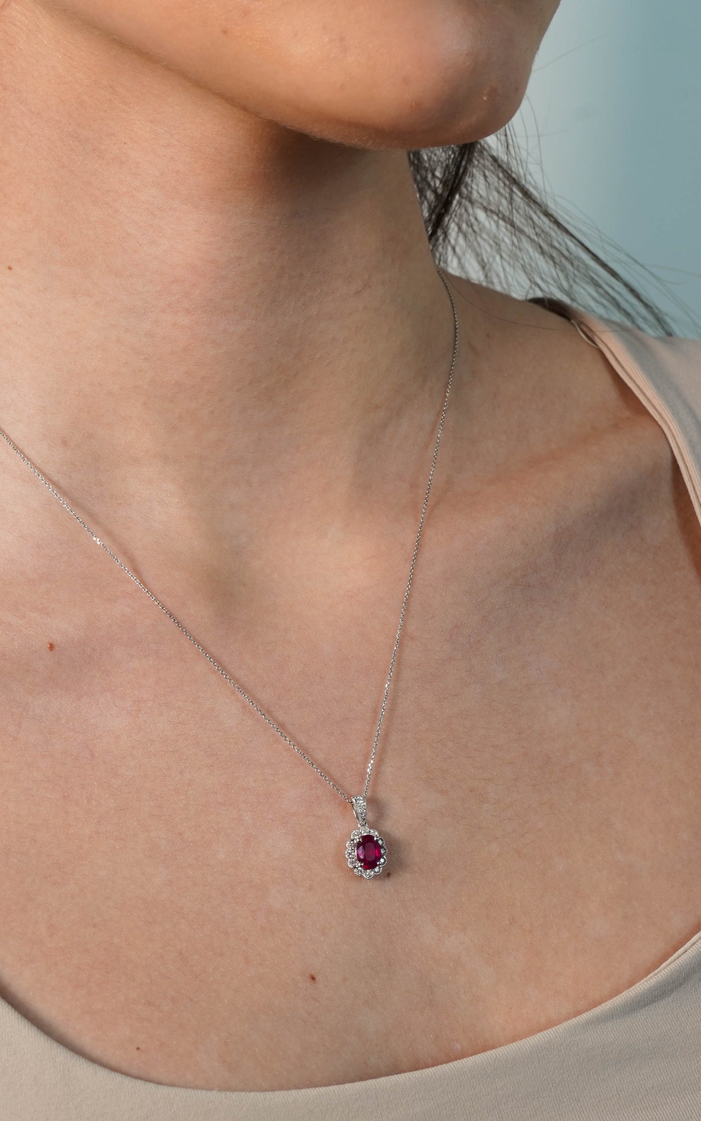 Oval Cut Ruby Pendant