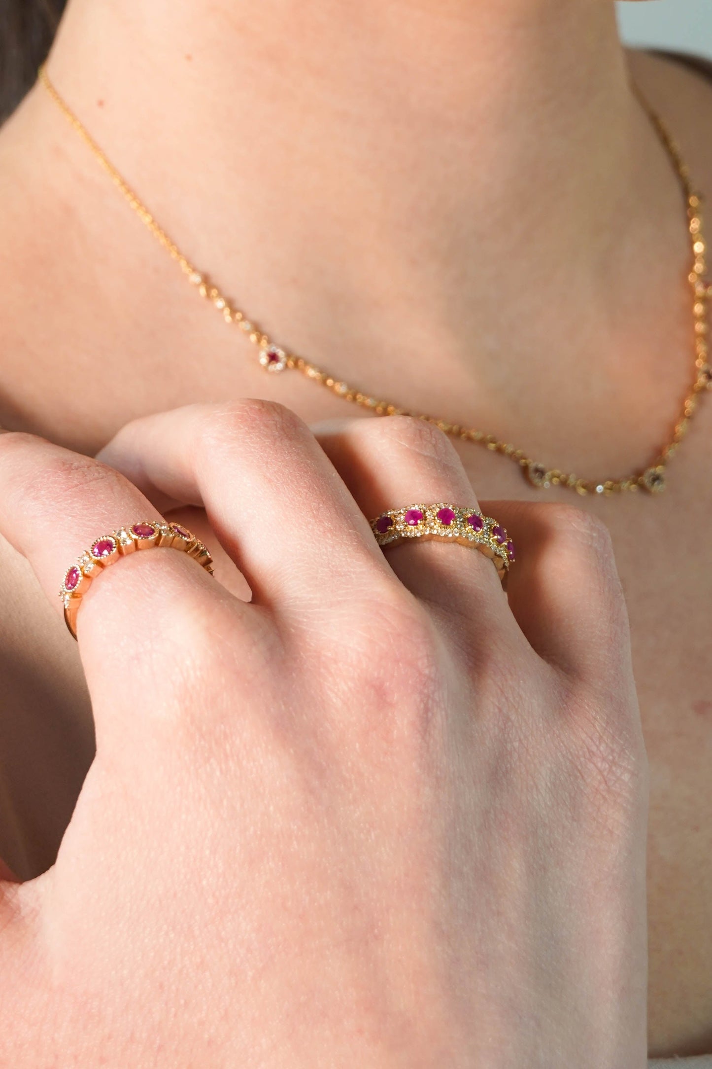 Ruby Over Diamond Ring