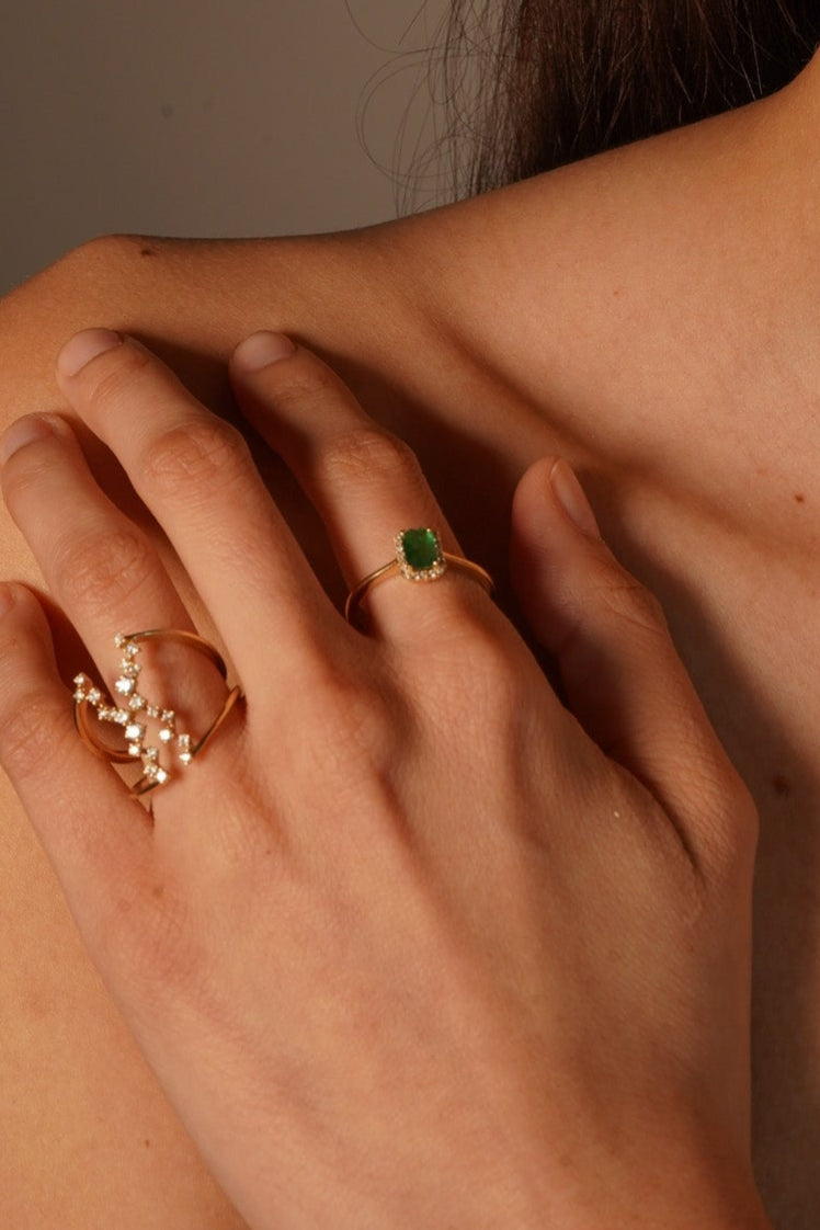 Radiant Cut Emerald Ring